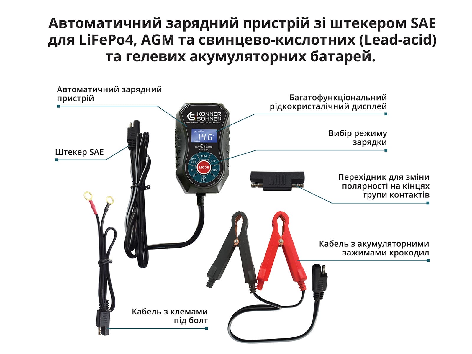 Автоматичний зарядний пристрій з роз'ємом SAE KS B2A